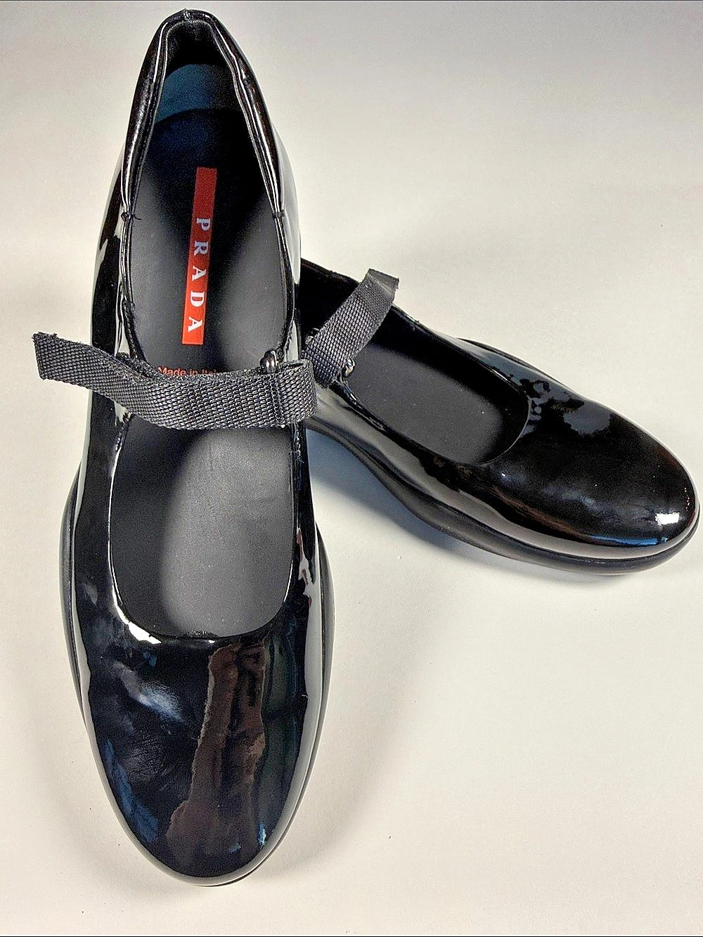 Prada Patent Leather Mary Jane Flats Black